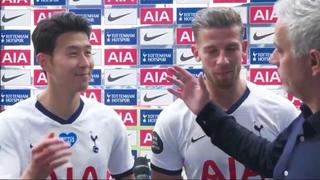Mourinho interrumpió entrevista para felicitar a Son y Alderweireld | VIDEO