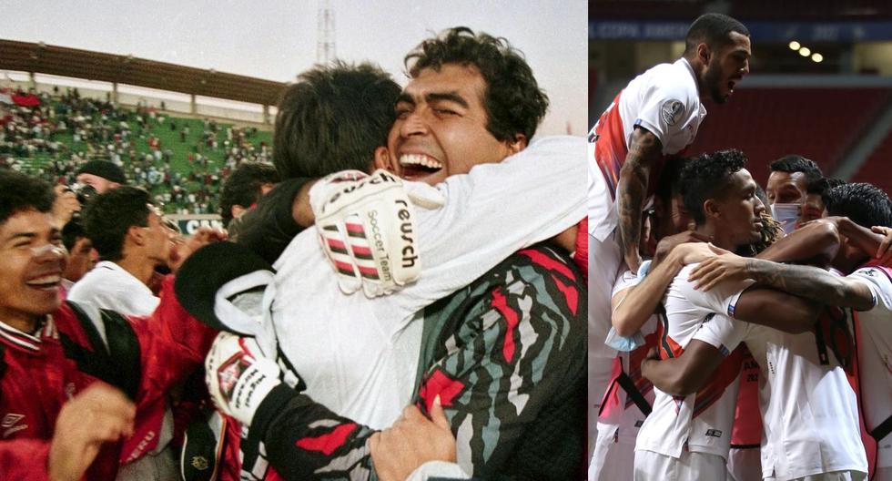Miranda, uno de los héroes de la Copa América 1997 y la celebración actual. (Fotos: AFP / FPF)