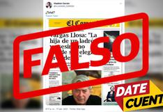#DateCuenta: secretario general de Perú Libre publica falsa portada de El Comercio sobre declaraciones de Mario Vargas Llosa