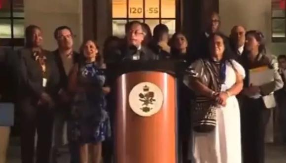 El presidente de Colombia, Gustavo Petro, pronuncia un discurso en Queens, Nueva York. (Captura de video).