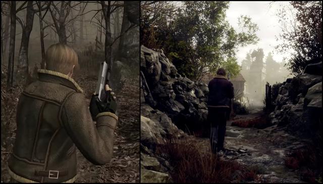 Leon Kennedy es el protagonista de Resident Evil 4, uno de los títulos más queridos de la saga. En la izquierda la versión original del juego y en la derecha el remake que se lanzará en 2023.