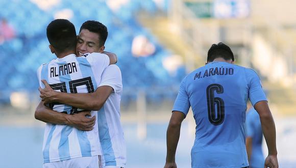 Argentina clasificó al Mundial de Polonia tras vencer 2-1 a Uruguay en el Sudamericano Sub 20. (Foto: AFP)
