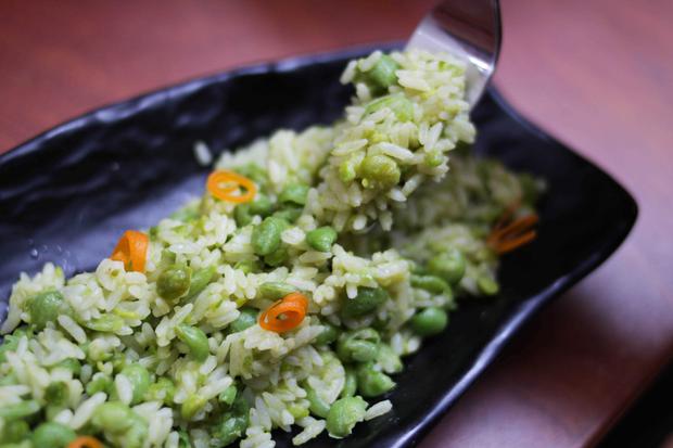 The arroz alverjado that is served in Pueblo Viejo and that evokes that homemade flavor that stands out in Cecilia Ríos' menu. 