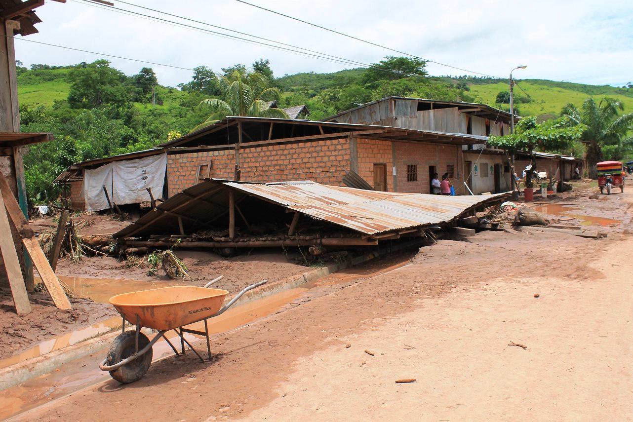 Vivienda colapsada en Shamboyacu. (Foto: Hugo Anteparra)