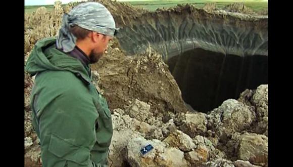 Imágenes del interior del cráter gigante descubierto en Siberia