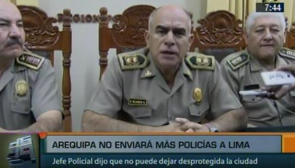 Arequipa no enviará policías a Lima para reforzar seguridad