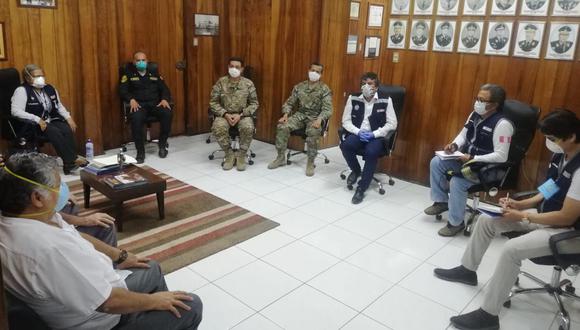 Lambayeque. La Geresa Lambayeque y el equipo multidisciplinario del Minsa en la reunión de esta mañana tomando acciones para luchar contra el coronavirus. (Minsa