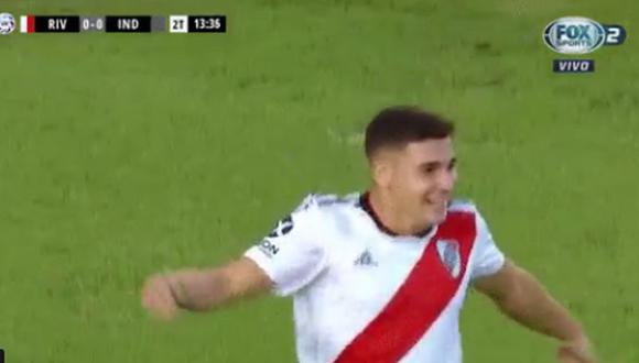Julián Álvarez anotó el 1-0 en el River Plate vs. Independiente en el maro de una nueva jornada de la Superliga argentina (Foto: captura de pantalla)