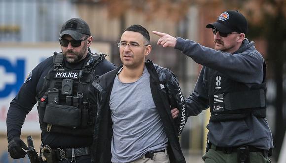 Solomon Peña, excandidato republicano a la Cámara de Representantes de Nuevo México, fue arrestado el lunes 17 de enero de 2023, en Albuquerque, Estados Unidos. (Foto de Roberto E. Rosales/Albuquerque Journal/Zuma)