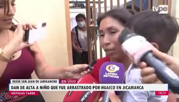 Dan de alta a niño que fue arrastrado por huaico en Jicamarca. (Foto: TV Perú)