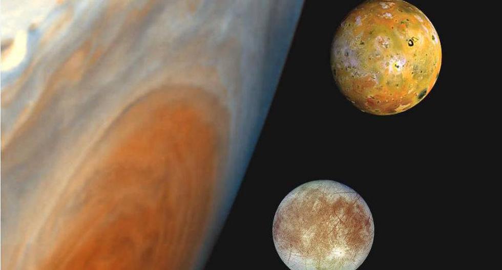 J&uacute;piter y algunas lunas. (Foto: NASA/JPL/DLR)