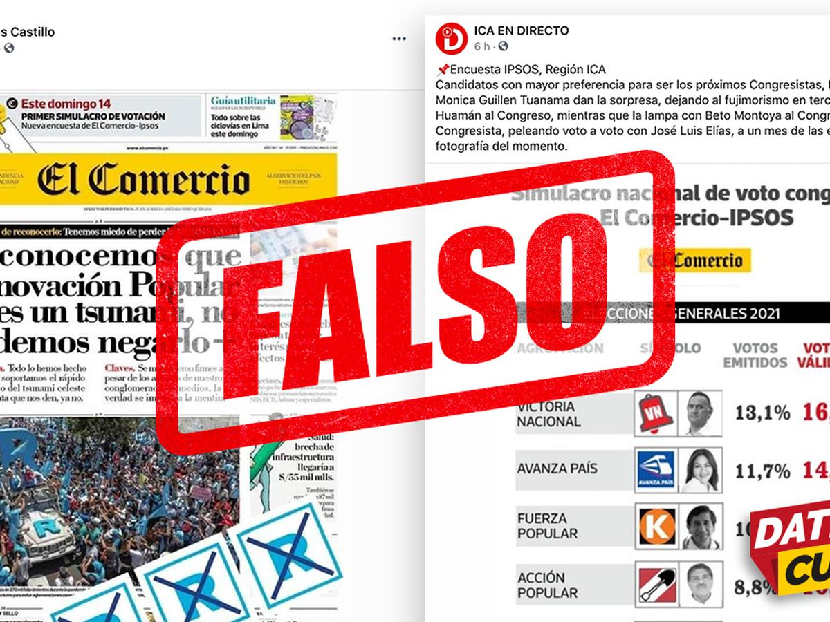 DateCuenta | Fake news | Distorsionan encuesta y publican portada falsa de  El Comercio | ELECCIONES-2021 | EL COMERCIO PERÚ