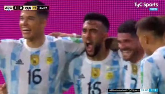 Gol de Nicolás González para el 1-0 de Argentina vs. Venezuela. (Captura: TyC Sports)