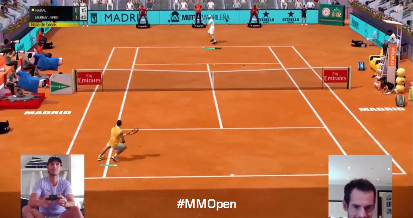 Rafael Nadal fue eliminado en fase de grupos Andy Murray lo venció y es favorito en el Masters de Madrid Virtual. (Captura Facebook Mutua Open Madrid)