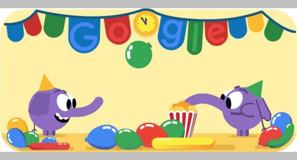Este es el doodle que Google en todo el mundo para celebrar la Víspera de Año Nuevo 2018. (Foto: Google)