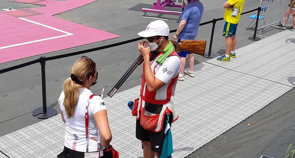 Jessica Galdós ejerció labores de coach con Nicolás Pacheco en la competencia de Tiro en Tokio 2020. (Foto: Christian Cruz/Enviado especial).