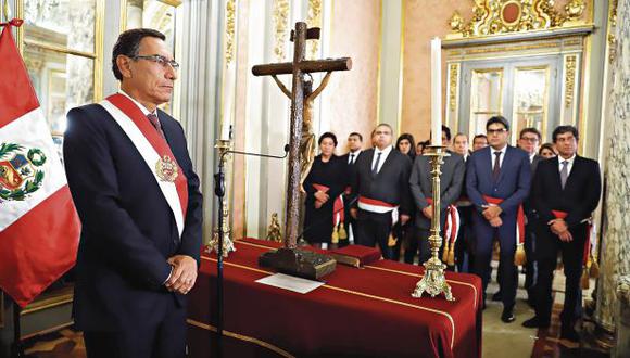El presidente Martín Vizcarra juramenta a sus nuevos ministros de Transportes y Comunicaciones, Educación, Justicia y Energía y Minas, el pasado jueves 13 de febrero.