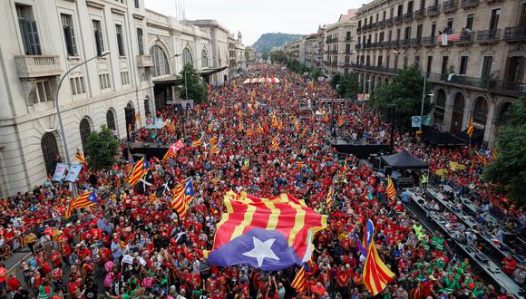 Así se vio hoy Barcelona, durante las celebraciones por el Día de Cataluña. REUTERS