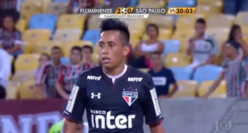 Christian Cueva no pudo evitar la caída del Sao Paulo en su visita al Fluminense. (Foto: Captura)