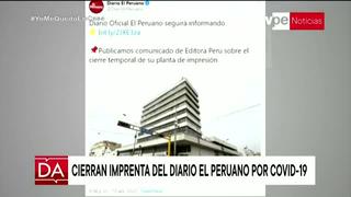Coronavirus en Perú: cierran temporalmente imprenta del Diario El Peruano por Covid-19