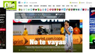 Prensa argentina 'llora' adiós de Messi tras la derrota