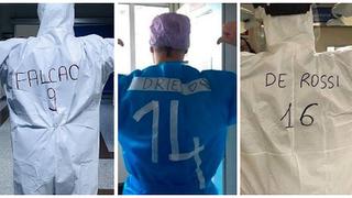 Unidos por el fútbol: médicos homenajean a jugadores con sus trajes sanitarios | FOTOS