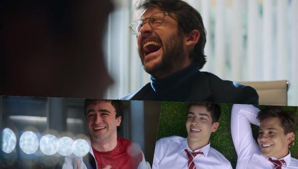 Diego Martin, Itzan Escamilla y Manu Ríos junto a André Lamoglia en algunas escenas de la quinta temporada de "Élite".