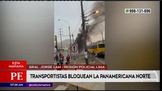 Congestionamiento vehicular en la Panamericana Norte por protesta de colectiveros | VIDEO