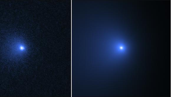 La imagen de la izquierda muestra el cometa el 8 de enero de 2022. La de la derecha muestra la "la coma", un sobre alrededor del núcleo de un cometa.