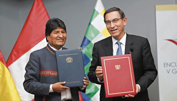 El presidente Martín Vizcarra recibió en Moquegua a su homólogo boliviano, Evo Morales. (Foto: Sepres)
