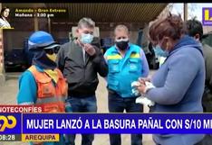 Arequipa: Mujer recupera pañal con 10 mil soles que había tirado a la basura