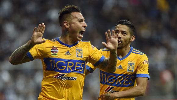 Tigres  inició el encuentro perdiendo ante los 'Rayados' desde el minuto dos, pero se repuso y le dio vuelta a la historia con goles de Eduardo Vargas y Francisco Meza para quedarse con el título. (Foto: AFP)