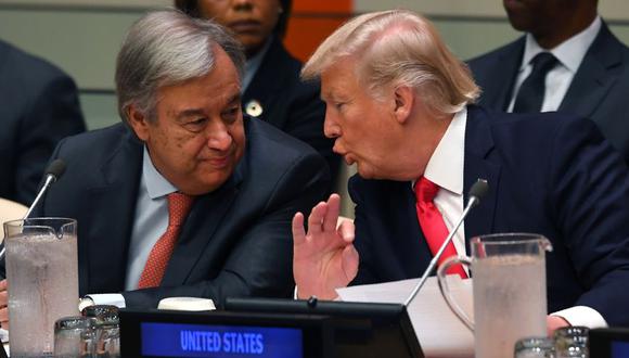 El secretario general de la ONU, Antonio Guterres, responde luego del anuncio del presidente de los Estados Unidos, Donald Trump, de cortar su contribución a la OMS. (Foto: TIMOTHY A. CLARY / AFP).