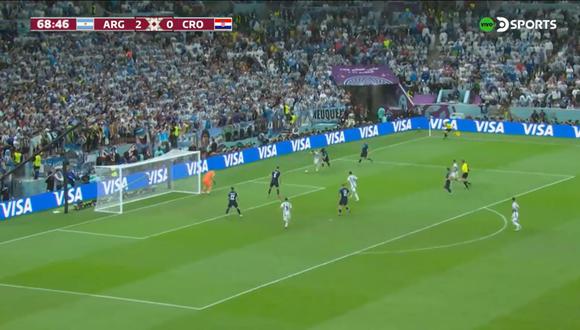 Julián Álvarez anotó tras asistencia de Lionel Messi para el 3-0 ante Croacia. (Foto: Captura)