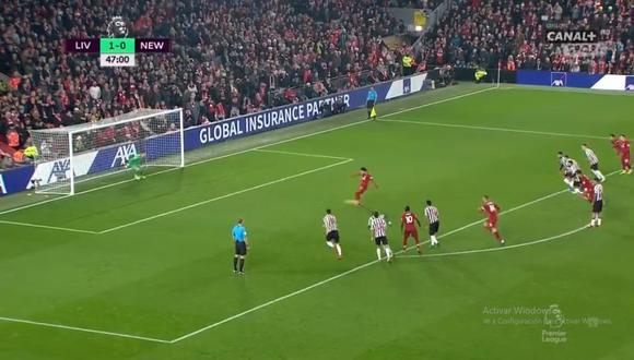 Mohamed Salah colocó el 2-0 en el Liverpool vs. Newcastle en el marco de la jornada 19° de la Premier League (Foto: captura de pantalla)