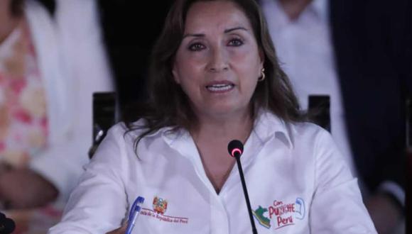Presidenta Dina Boluarte se pronunció en conferencia de prensa sobre el informe de la CIDH respecto a las protestas sociales contra su gobierno y el Congreso. FOTO: Hugo Pérez / @photo.gec