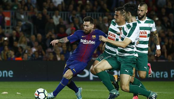 Lionel Messi marcó el quinto del Barcelona ante Eibar luego de una pared con Paulinho. (Foto: AP)