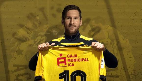 Messi 'posa' con la camiseta de Cantolao. (Foto: Cantolao)