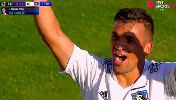 Gabriel Costa marcó el segundo gol para Colo Colo y es su primer tanto en la temporada 2021 | Foto: Captura TNT