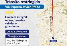 Anuncian restricción vehicular por operativo de limpieza en la Vía Expresa Javier Prado desde este 10 de abril