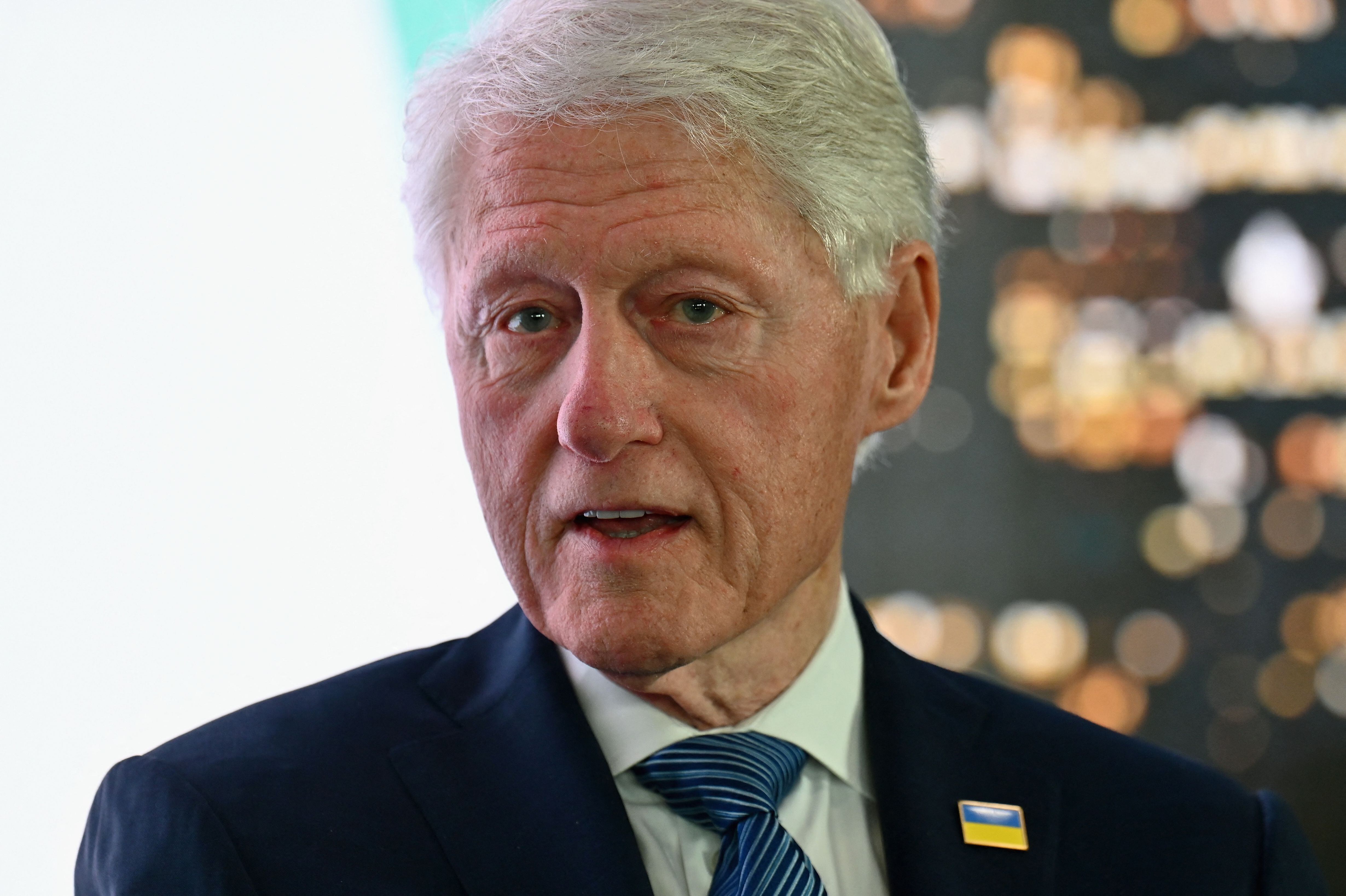 Former US President Bill Clinton speaks during a press conference hosted by Empire State Realty Trust on April 21, 2022 in New York City.  (Photo by Angela Weiss/AFP).