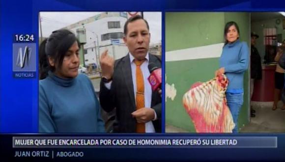 Norma Capcha Quispe fue liberada a 40 días de ser detenida por un caso de homonimia. (América Noticias)