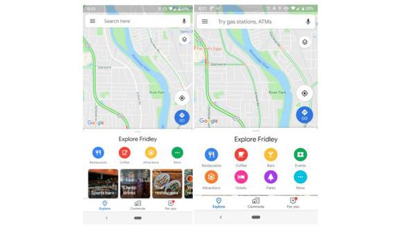 Con la nueva interfaz de usuario de Google Maps, los iconos se duplican, por lo que se ofrecerá siete accesos directos rápidos a su disposición, junto con el botón "Más". (Foto: Google Maps)