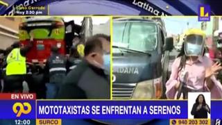 Surco: mototaxistas informales agreden a personal de serenazgo durante operativo municipal