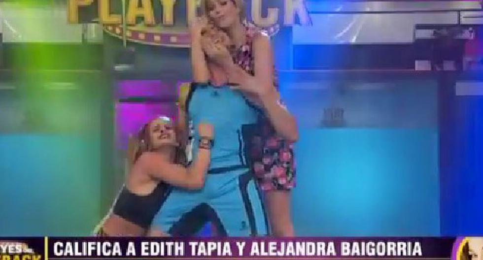 Alejandra Baigorria y Edith Tapia se pelean por Guty Carrera en presentación en Los Reyes del Playback. (Foto: Captura de Latina)
