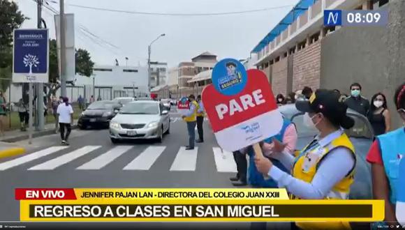 En más de 10 colegios del distrito de San Miguel se dio este martes 1 de marzo el regreso a clases presenciales | Captura de Canal N