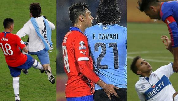 Gonzalo Jara volvió al ojo de la tormenta por la patada que le propinó a un hincha que invadió el campo de juego en el partido entre Uruguay y Chile. (Fotos: Agencias)