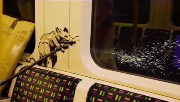 Banksy dibuja en el metro de Londres para impulsar el uso de la mascarilla (Foto: Instagram @Banksy)
