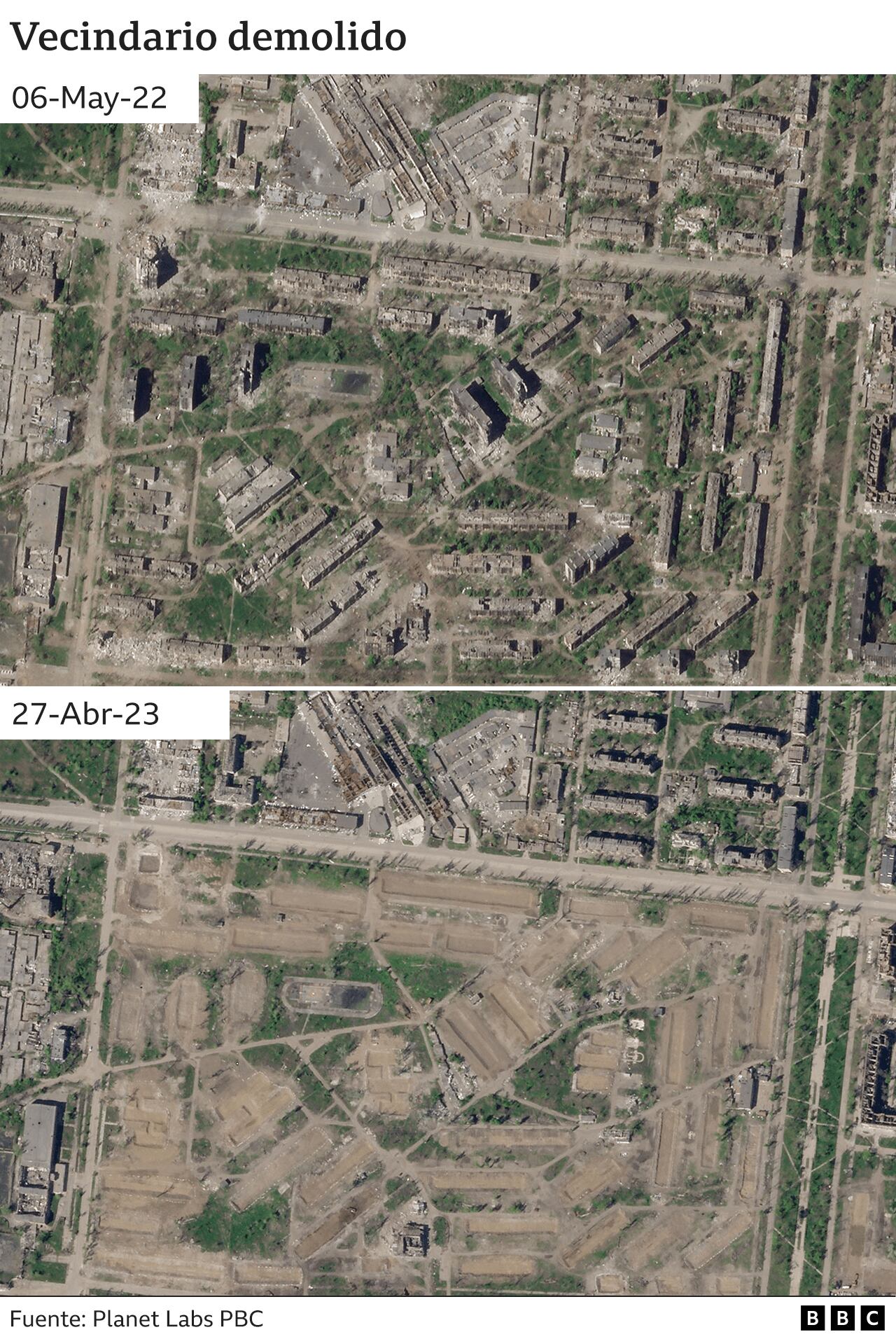 Satellite image of the demolished neighborhood
