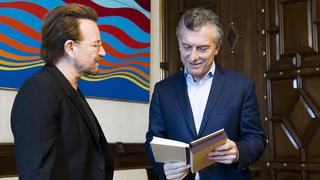 Bono, líder de U2, se reunió en la Casa Rosada con Mauricio Macri